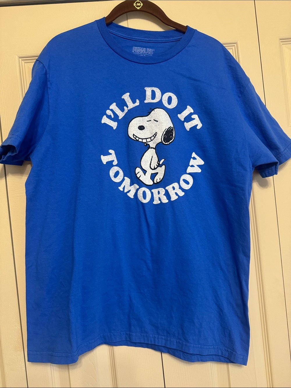 Peanuts Blue Snoopy 'I'll Do It Tomorrow' Short Sleeve Tee